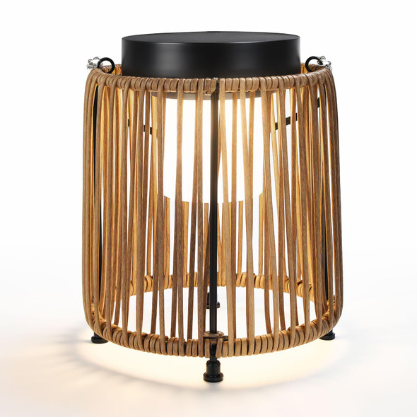 Brimmel Solar Lanterns Outdoor Waterproof Ip54 Handwoven Wicker Outdoor Table Lamps Portable Rechargeable With 30H+ Runtime Dual Usb-C/Solar Charging Hanging Lantern 3 Brightness Levels