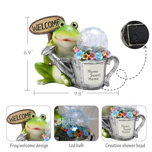 Bshine Frog Solar Lights Outdoor Garden - Waterproof Frog Statue Decoration For Patio Path Pathway Sculpture Yard Art Lawn Ornaments  For Mom Home Decor