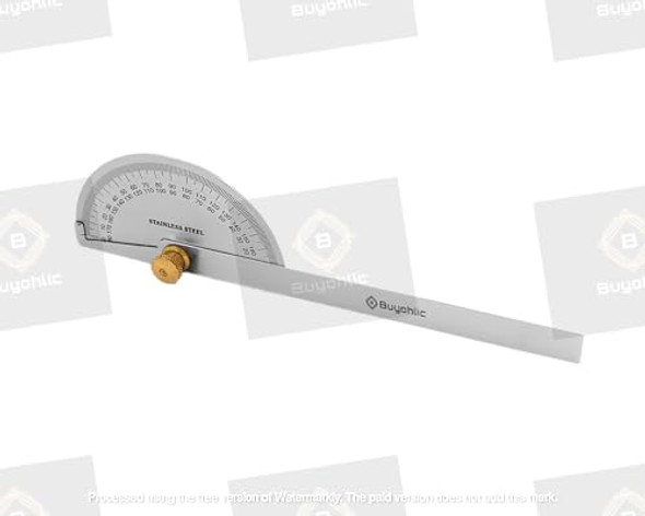 Buyohlic Stainless Steel Protractor 0-180 Degrees Machine Tools (Degree Protractor)