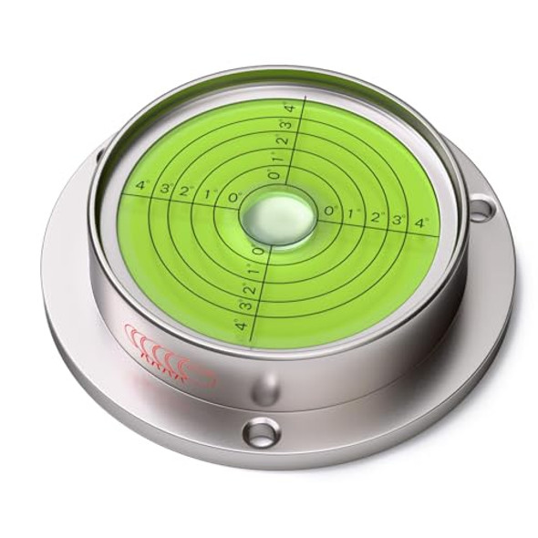 Caterpillar Red Large Flanged Metal Circular Angle Spirit Bubble Degree Level (Green Aqueous) 71Mm Diameter With Degree Marking (2 51/64 In)