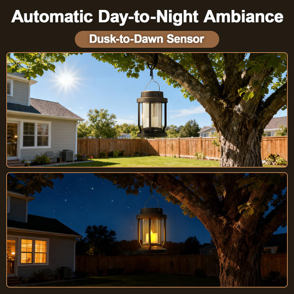 Claoner Solar Lanterns Outdoor Waterproof - Realistic Flickering Flameless Candle For Outdoor & Indoor Hanging Lights Garden/Patio/Trees/Lawn Decor 4 Pack