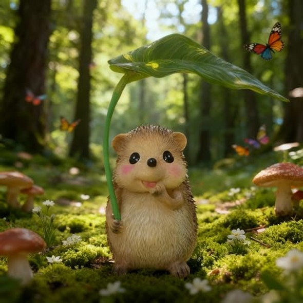 Cszlsmh Solar Hedgehog With Light-Up Umbrella 5.12" Garden Statue Outdoor Decor For Patio Yard Lawn - Gardening S For Christmas Mother'S Day