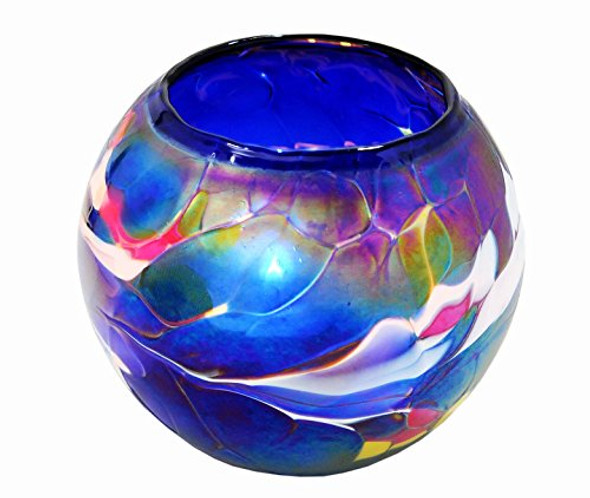 D&J Glassware Friendship Mini Globe Tea Light In A Blue Color
