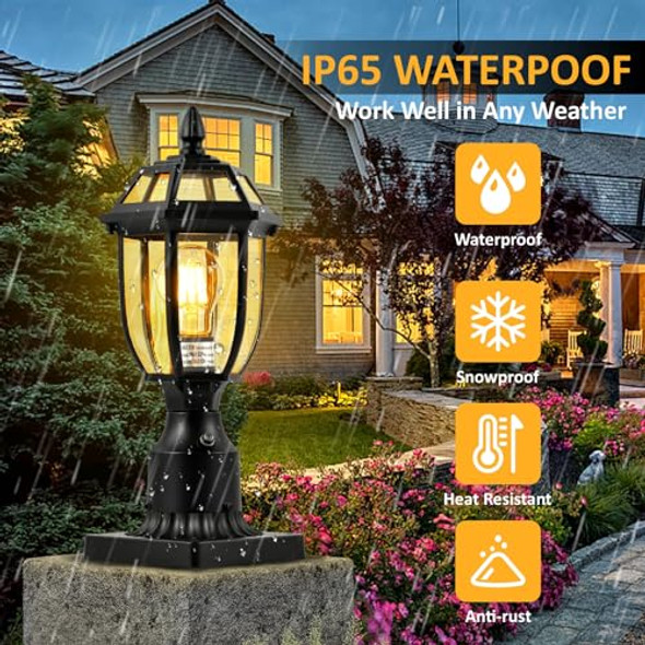 Dariisi Dusk To Dawn Outdoor Post Lights Hard Wired Waterproof Aluminum Pole Light Fixture With Pier Mount Base Exterior Lamp Posts Outdoor Lighting For Yard Patio Pathway 2 Pack