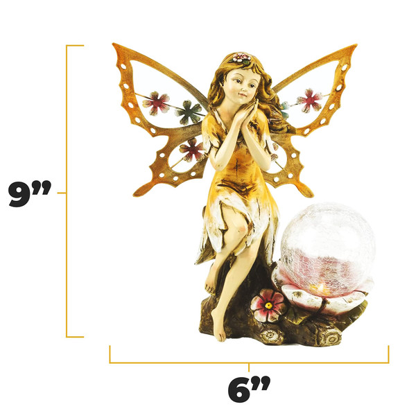 Dawhud Direct Fairy Solar Garden Light With Color Changing Led Crackled Glass Globe