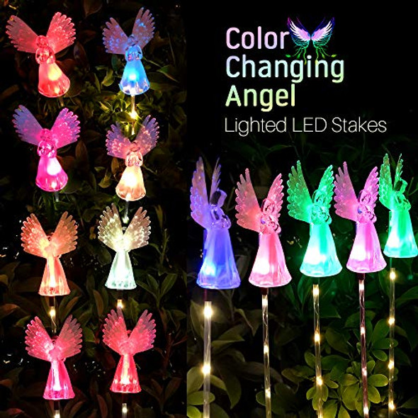 Dazzyd Qualife Solar Angel Lights Outdoor Garden S For Housewarming Mom Womensolar Powered Decorative Lights For Garden Yard Patio Cemetery Grave Decoration 2 Pack.
