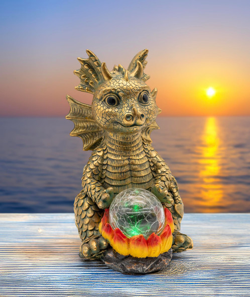 Dcmkimilv Garden Outdoor Dragon Decor Statues Figurine Solar Lights S For Mompatio Balcony Yard Lawn Color - Charging Ornament Decorwaterproof Halloween Decorative Lightsyear-Round (Gold)