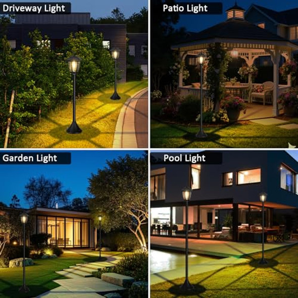 Derynome 64" Solar Post Lights Outdoor Waterproof 2 Pack Decorative Lamp Post Lights With Glass Steel Pole Auto On/Off Easy Installation For Garden Yard Patio Porch(Warm White)