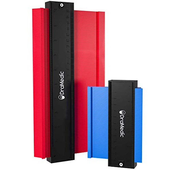 Dramedic 2 Pieces Widen Contour Gauge - 10'' And 5'' Contour Gauge Profile Tool -  Metric And Imperial Marked Precise Contour Gauge - Contour Gauge Duplicator For Winding Pipes Vinyl Flooring & Car Bodies