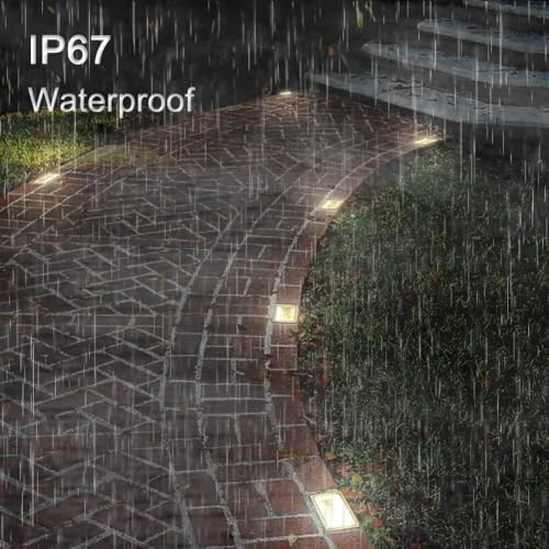 Dubofu Solar Paver Lights 8" X 4" Brick Driveway Lights Landscape Path Lights For Walkway Patio & Deck Lighting Ip67 Waterproof 3 Colors 2 Pack