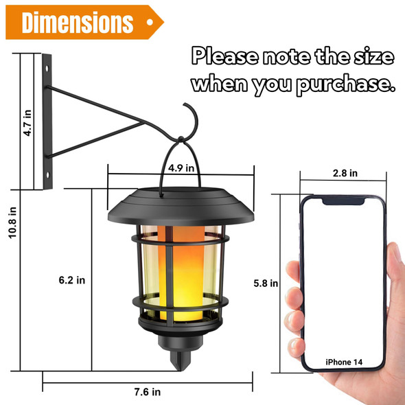 Dynaming 4 Pack Solar Flame Wall Lanterns Outdoor Solar Powered Wall Mounted Sconce Lights Flickering Flame Led Light Auto On/Off Hanging Lights Waterproof For Garage Stair Patio Porch Yard