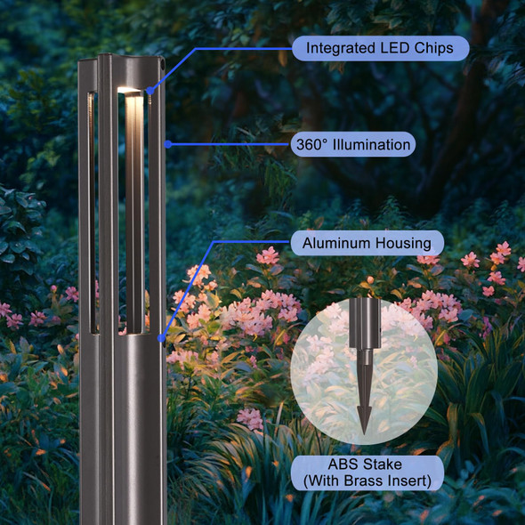 E Energetic Lighting Energetic Low Voltage Landscape Lighting Ip65 Waterproof Led Pathway Lighting Aluminum Outdoor Landscape Path Lights For Garden 12-24V Ac/Dc Walkway Lights 3000K Warm White Bronze 4 Pack