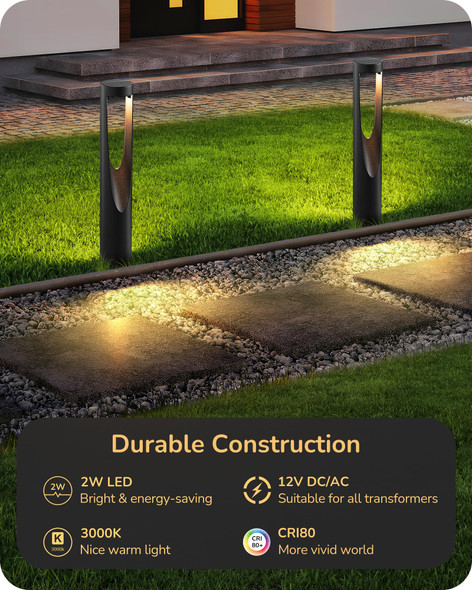 Edishine Low Voltage Pathway Lights Wired 12V 2W 150Lm 3000K Led Landscape Path Lights With Connectors Waterproof Electric Outdoor Landscape Lighting For Walkway Yard Garden Cri80 6 Pack