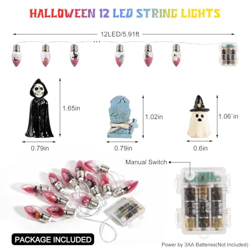 Ehuoyan Halloween String Lights With 12 Spooky Dolls String Lights For Outside White Lights String Indoor Battery Twinkle Lights Indoor Lights For Decoration