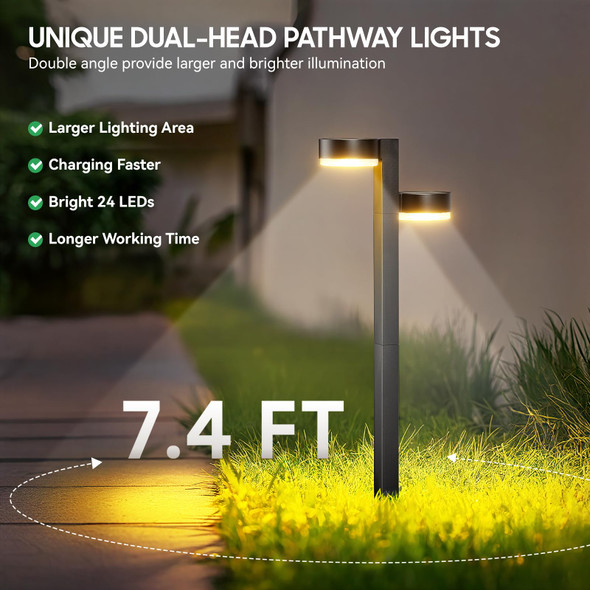 Eleclink Solar Pathway Lights Outdoor Waterproof 4 Pack With 8 Head Solar Lights Outdoor Super Bright Up To 12Hrs Auto On/Off Garden Light For Yard Patio Path Walkway Driveway Outside Decor