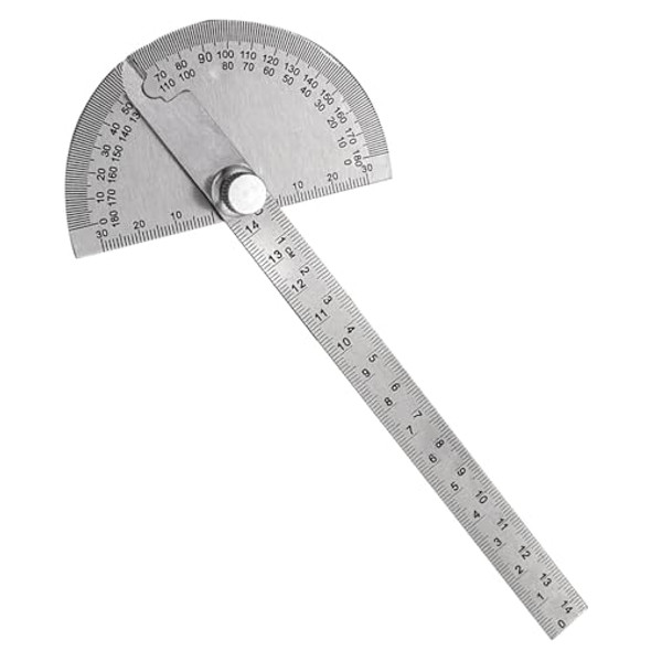 Emvanv Stainless Steel Protractor 0-180 Degrees Woodworking Ruler Angle Finder Metal Adjustable General Angle Measuring Tool(Size:0-180 Degrees)