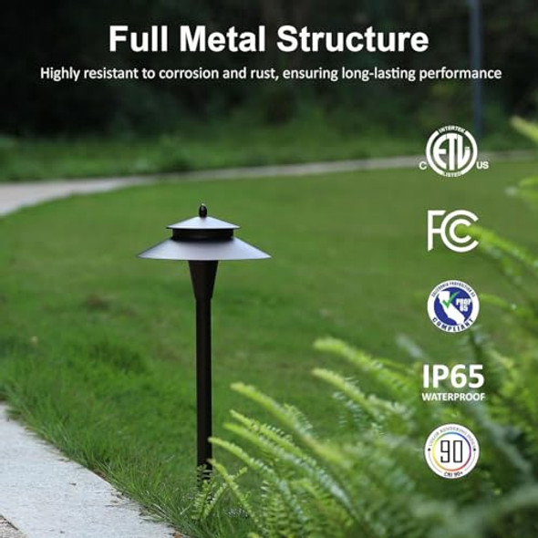 Ezlumify Low Voltage Landscape Lighting 12V Led Low Voltage Pathway Lights 5 Colors Selectable 5W Modern Super Bright Ip65 Outdoor For Yard Garden Pathway Cri90 Bronze Etl Pack Of 6