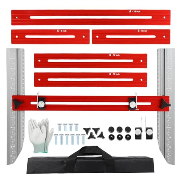 Fahkns Stair Tread Template Tool 360° Rotation 12 Inch Stair Measuring Tool Aluminum Alloy Woodworking Measuring Tools Of Any Length Stair Tread Jig For Stair Treads Cabinets And Shelves