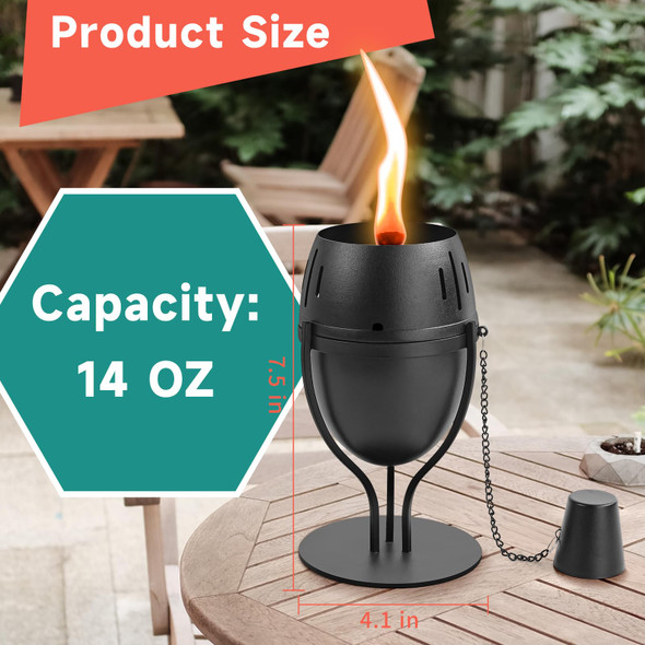 Fan-Torches 4 Pack Metal Table Top Torches 14 Oz Citronella Torches For Outside Refillable Flame Light Torch Decorative Tabletop Lantern For Yard Patio Deck Garden Party Landscape