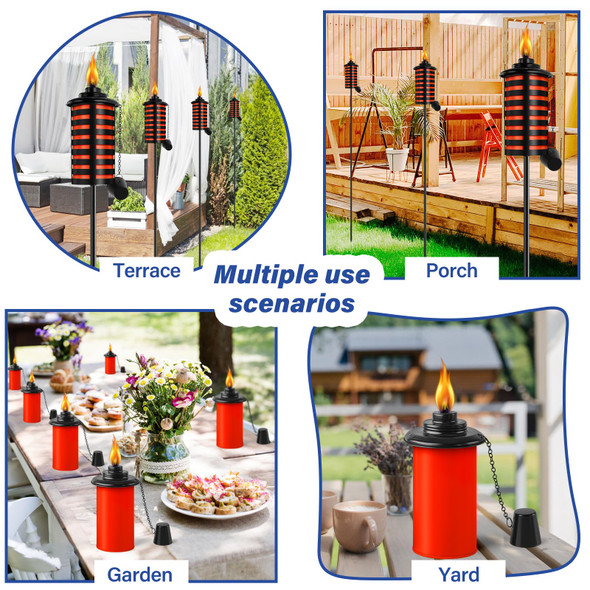 Fan-Torches 16Oz Home Garden Torch 6 Pack Outdoor Metal Torch Garden Décor59-Inch D Citronella Torches With 3-Prong Grounded Stake Metal Light Torches For Party Patio Pathway