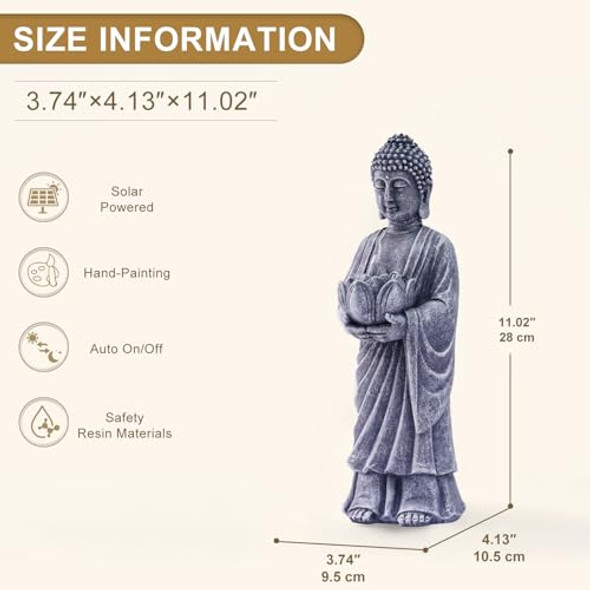 Fashionoda Meditation 11' Buddha Statue Figurine -Buddha With Tea Lights Candle Holder Ideazen Garden Yard Lawn Home Decor Meditation Accessories