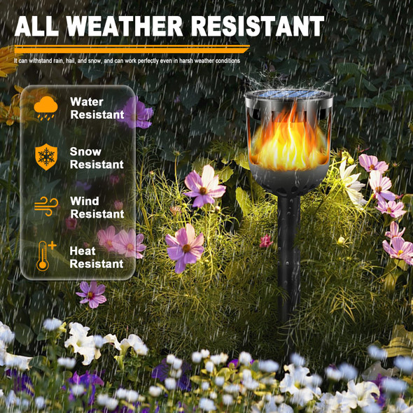 Fitsan Solar Tiki Torches With Flickering Flame - Solar Lights Outdoor Waterproof Auto On/Off Solar-Powered Decorative Lighting For Garden Yard Landscape Patio Driveway Walkway Pathway (12)