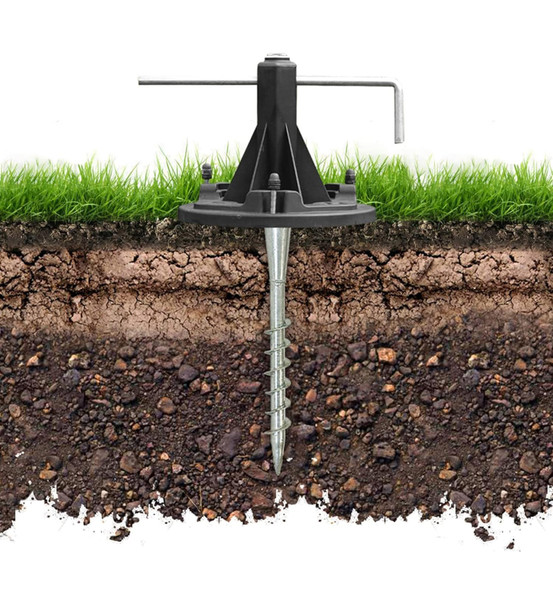 Gama Sonic 10 In. Solar Lamp Post Installation Kit With Ez-Anchor In-Ground Auger And Built-In Leveling Tool Black 30001