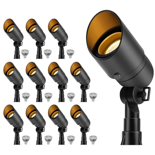 Gardencoin Low Voltage Landscape Spotlight 12V Led Outdoor Landscape Lighting Landscape Spot Lights Wired For Garden And Yard Aluminum Up Lighting Fixture With 5W Mr16 Replaceable Bulb (6 Pack)