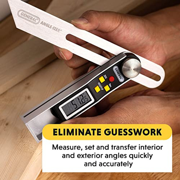 General Tools T-Bevel Gauge & Protractor - Digital Angle Finder With Full Lcd Display & 8" Stainless Steel Blade
