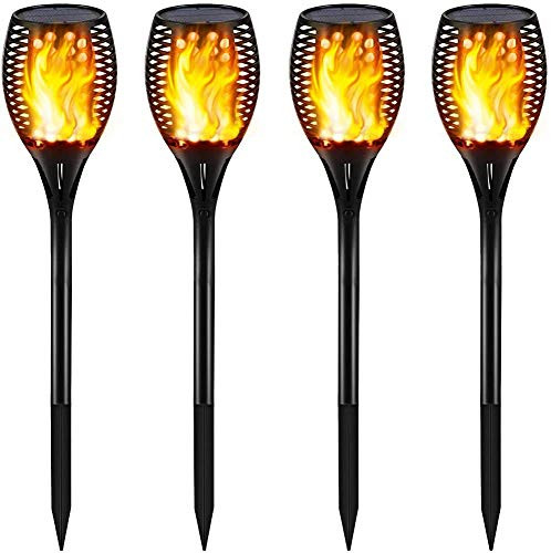Gold Armour Gold Armour Solar Lights Outdoor - Flickering Flames Torch Lights Solar Light 42.9In Tall Waterproof Dancing Flame Lighting 96 Led Dusk To Dawn Flickering Tiki Torches Outdoor Garden (4Pack)