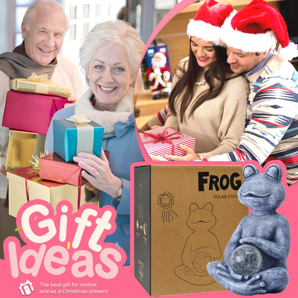 Goodeco Frog Statue With Solar Gazing Ball Lights - Zen Garden Statue For Outdoor Decor Frog S For Women & Moms Housewarming S