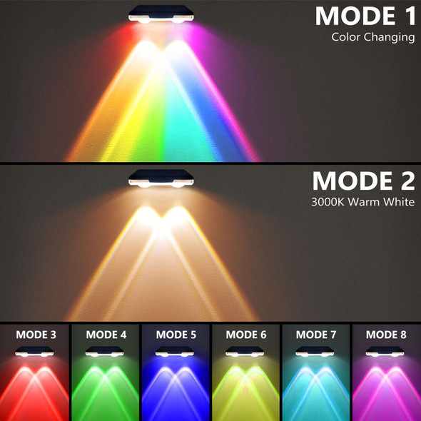 Gorrzai Solar Fence Lights Outdoor Waterproof Led 3000K/4000K/6000K 3 Modes 50 Lumens Fence Lights Solar Powered For Wall/Patio/Outside/Post/Yard/Garden/Stair Auto On/Off Deck Lighting (8 Pack)