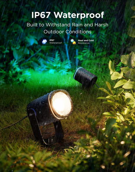 Govee Outdoor Spot Lights 2 Ip67 Waterproof Spotlights Landscape Lights Work With Matter Alexa And Google Assistant Rgbwic Color Changing Light For Outdoor Decor Patio Decorations 2 Pack
