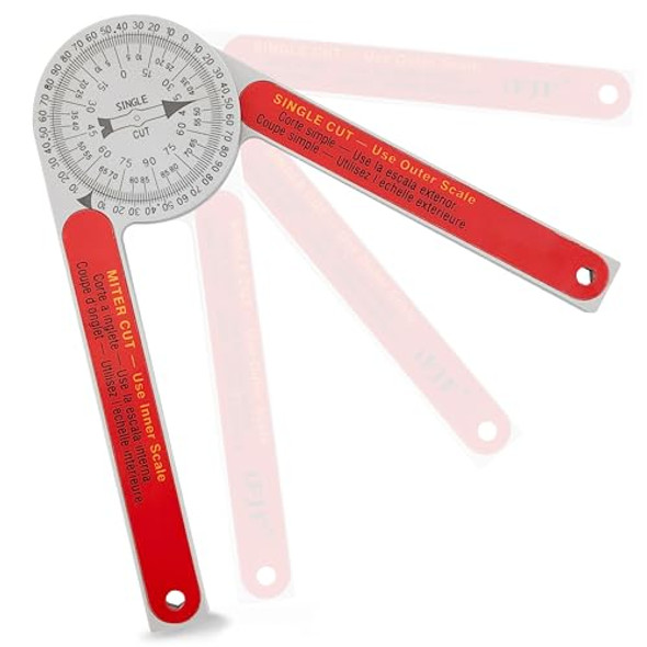 Greatus Miter Saw Protractor Replacement For #505P-7 Angle Finder Featuring Precision Laser-Inside & Outside Miter Angle Finder Protractor For All Building Trades Plumbers Carpenters Plastic （Red）
