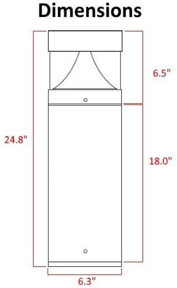 Harrrrd Led Bollard Landscape Lights 25" 10W 3000K 120V-277V Commercial/Residential Modern Ballard Lighting Fixture For Garden Pathway Driveway Electric Light. Etl Listed.