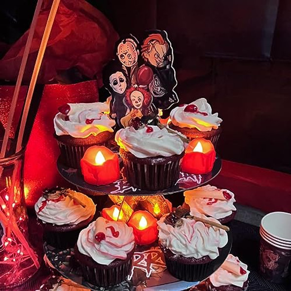 Homemory 24-Pack Halloween Black Dripping Flameless Tea Lights Battery Operated Flickering Led Candles Safe For Pumpkins Party & Holiday Decor 1.58" D X 1.2" H Warm White Glow