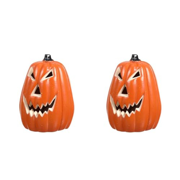 Homsfou Homsfou 2Pcs Halloween Pumpkin Lamp Halloween Led Pumpkin Lamp Light Up Jack- O-Lantern Plastic Ornaments For Thanksgiving Decoration