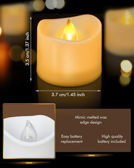 Hortsun 120 Pieces Flameless Tea Lights Longer Battery Operated Votive Led Candles Flickering Romantic Tealights For Seasonal Festival Celebration Wedding Bridal Shower Decor(Warm White)