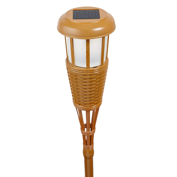 House Lighting Fltorch4Az Solar-Powered Flickering Flame Outdoor Island Torches 4-Pack Bamboo