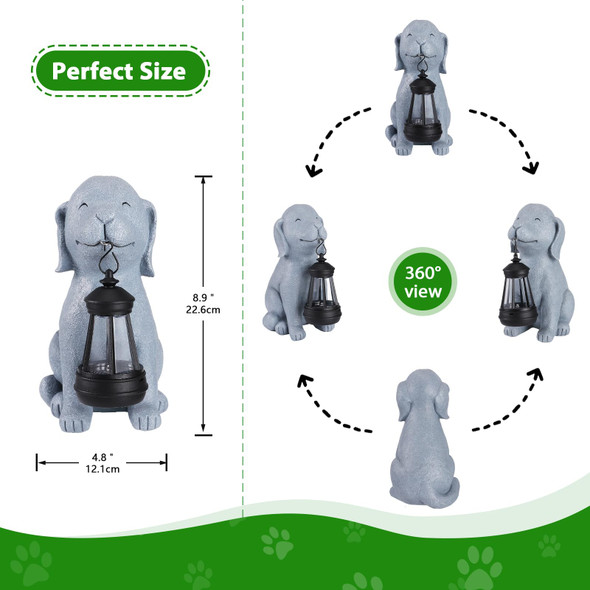 Hsliliming Dog Solar Garden Statue With Lantern – Outdoor Patio & Yard Decor – Figurine For Dogs –  For Mom Grandma Dog Lovers Housewarming Present