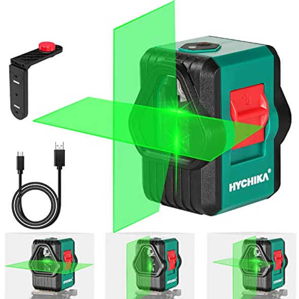 Hychika Better Tools For Better Life Laser Level Hychika 100Ft Self-Leveling Green Laser Level Dual Modules With 2 Laser Heads Horizontal Vertical Cross Line Ip54 Rechargeable Cross Line Laser With 360° Rotary Magnetic Bracket