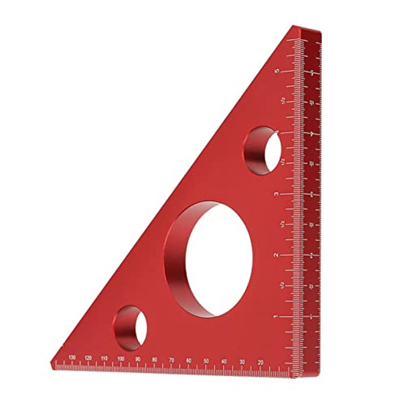 Hyuduo 45 Degree Aluminum Alloy Angle Ruler Inch Metric Carpentry Squares Diy Woodworking Triangle Ruler Measuring Gauging Tool For Industrial Household