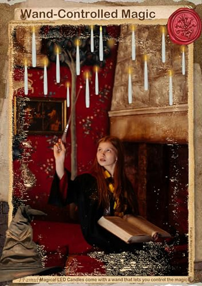 Ifamuly Halloween Decorations 20 Pcs Floating Candles With Wand Magic Hanging Candles Flickering Warm Light Flameless Floating Led Candle With Wand Remote Battery Operated Taper Candle Set For Theme Party