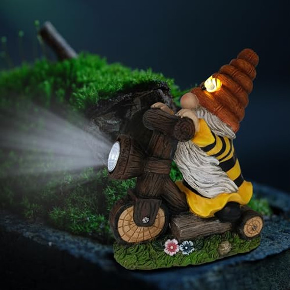 Ifhfbi Solar Gnome Garden Statue For Decor Scooter Statue With Led Lights For Patio Balcony Yard Lawn Ornament Thoughtful & Unique S For Women
