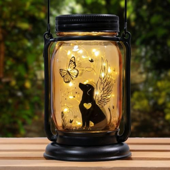 Iheartdogs Iheartdogs Angel Dog Or Cat Memorial Mason Jar Solar Light - Outdoor Hanging Lantern Garden Stake Solar Powered Garden Decor - Warm Light
