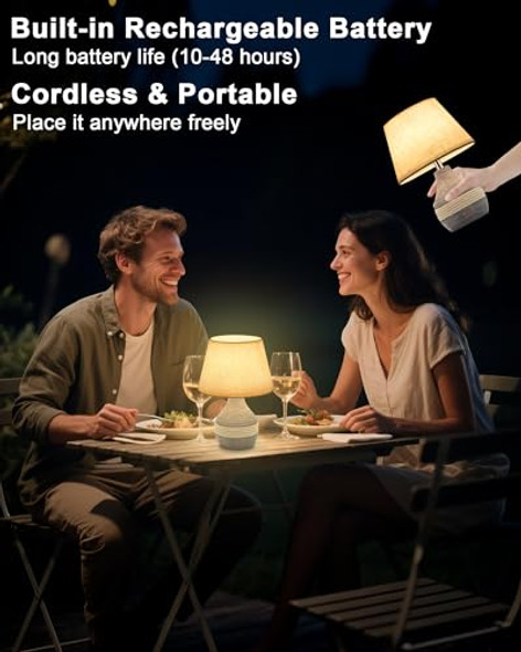 Intelive 10" H Small Rechargeable Cordless Ceramic Table Lamp With Remote Rgb & Warm White Light Timer & Dimmer Battery Table Lamp With Linen Shade For Patio Bedroom Living Room Dining Table