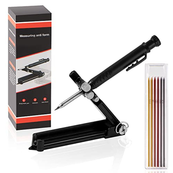 Isdomake Multi-Function Scribing Tool Construction Aluminum Alloy Scribe Tool With Deep Hole Pencil For Diy Woodworking Compass Contour Gauge Floor Corner Line Maker