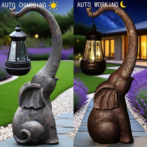 Ivcoole Elephant Garden Statue Solar Lights Outdoor Garden Decor For Outside Patio Home Porch Balcony Yard Art Lawn Ornaments Elephant Decor Birthday S For Women Mom Grandma Animal Lovers