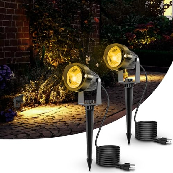 Jandcase Jandcase 5W Dusk To Dawn Outdoor Lighting Ip66 Waterproof Led Outdoor Spotlights 3000K Warm White Outdoor Landscape Lighting For Garden Pathway Ul Listed 2 Pack