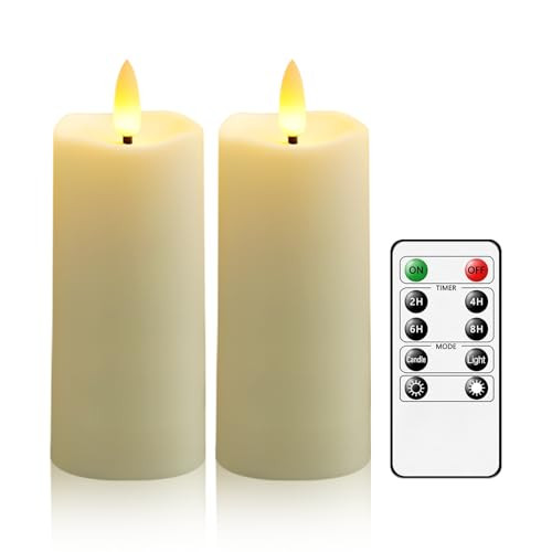 Jinyania Plastic Waterproof Outdoor Flameless Candles Led Candles With Remote Control And Timer Battery-Powered Candles Suitable For Camping Courtyards And Home Decorationset Of 9（Ivory）